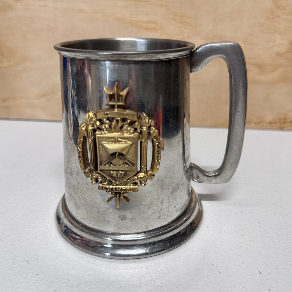 Sheffield Pewter Tankard Silver US Naval Academy Crest Mug England